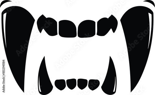 Vampire Fangs Black and White Illustration 2.