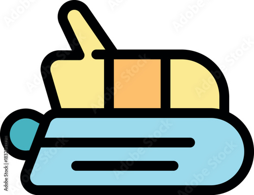 Cartoon spaceship is floating and exploring new planets