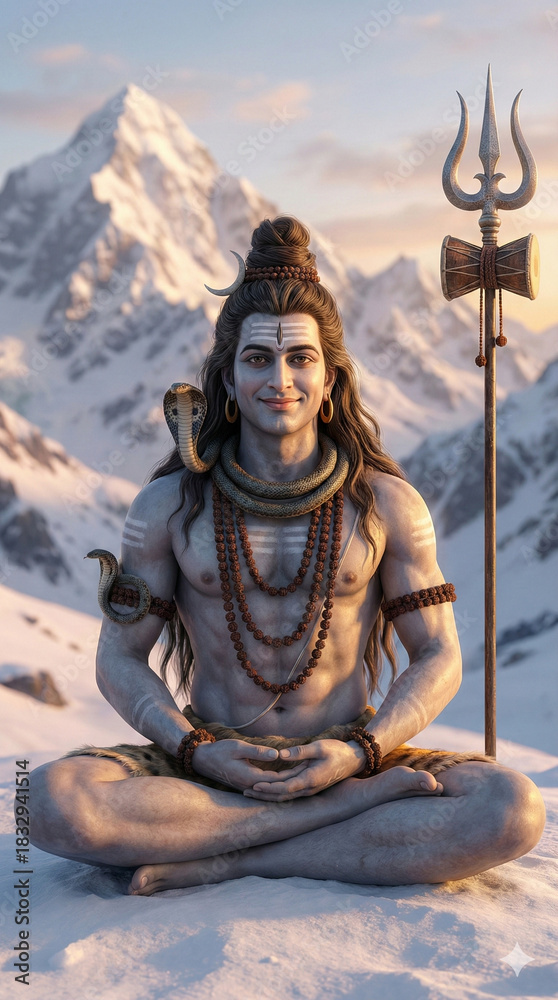 Fototapeta premium Lord Shiva sitting on yoga mudra