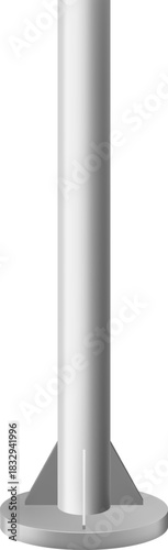 Isolated white pole standing on a solid base