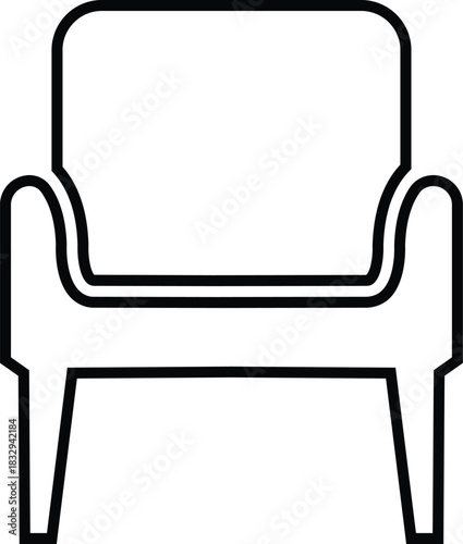 Furniture and chair icon of sofa, armchair, dining chair   bar stool lounge seat, director chair table and seating symbols in solid and outline vector isolated on transparent background