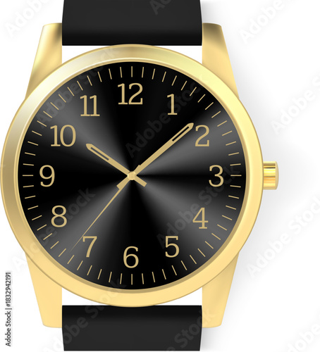 Luxury golden wristwatch showing current time and dial