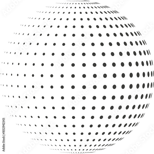 Dotted sphere representing a digital global network