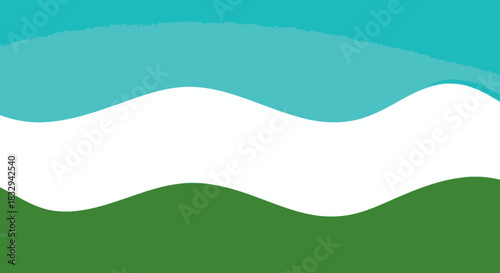 Abstract Wavy Landscape with Green Hills and Blue Sky.
