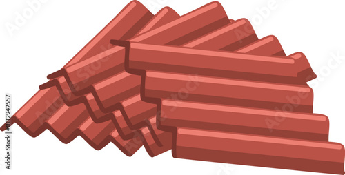 Red clay roof tiles protecting house construction