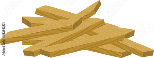 Stacked wood planks forming pile of lumber material