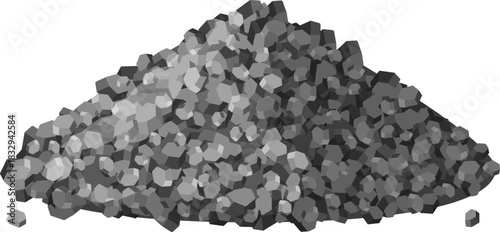 Heap of small gray rough polygonal gravel pieces