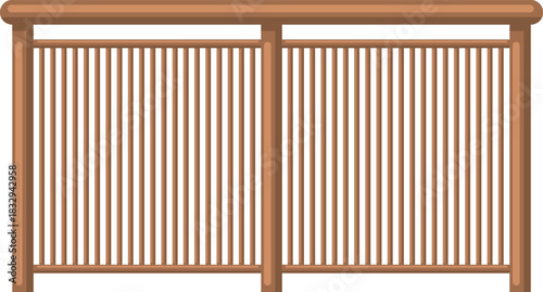 Wooden fence railing safety barrier dividing space