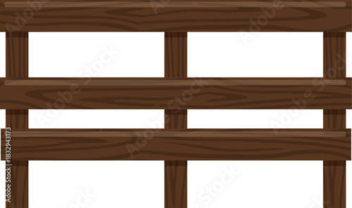 Wooden fence posts and rails creating rustic barrier