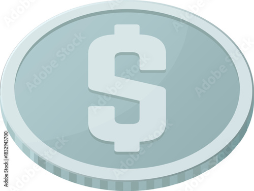 Silver dollar coin symbol representing money and finance