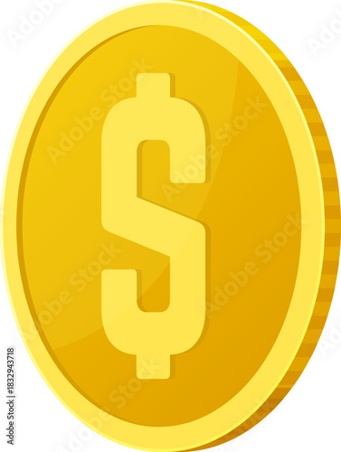Golden dollar coin representing money and finance