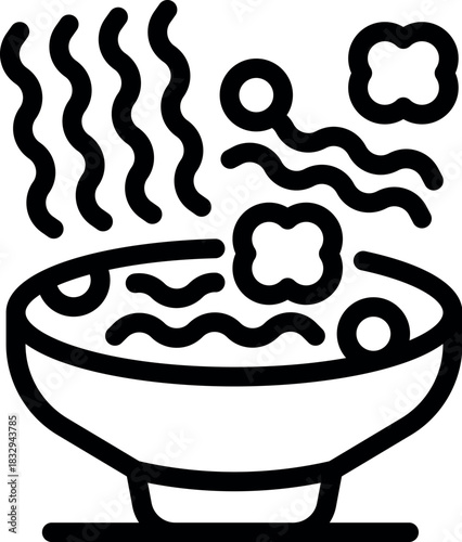 Freshly cooked hot noodle soup steaming in a bowl with chopsticks, ready to be eaten