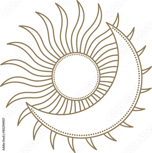 Sun and moon cosmic celestial boho spiritual design