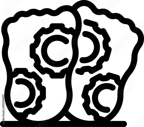 Copyright protection system ensuring the safety and security of intellectual property, safeguarding creative works with gears and shield symbol