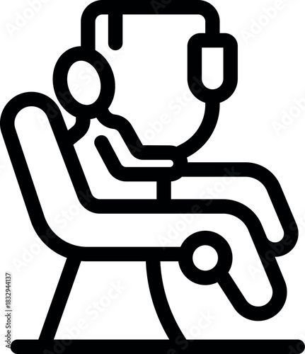 Patient receiving blood transfusion while sitting comfortably in a medical chair, healthcare and treatment concept