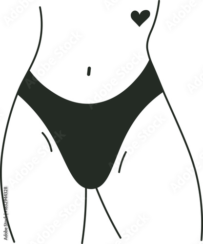 Woman body outline wearing underwear with heart tattoo