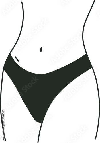 Female body wearing bikini bottom icon illustration