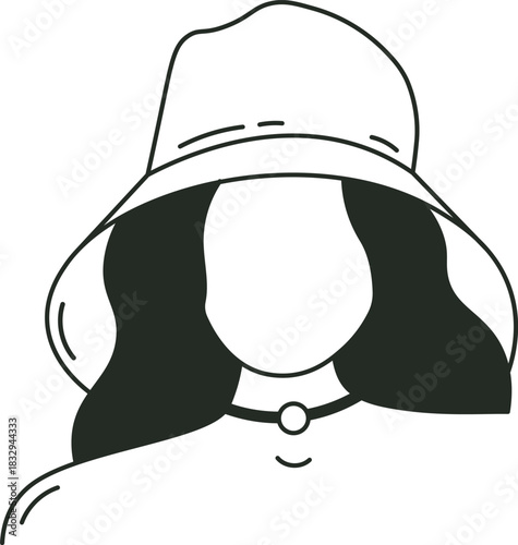 Faceless person wearing fashion hat and necklace