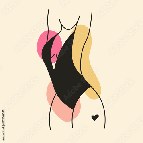 Minimalist female body line art celebrating self love