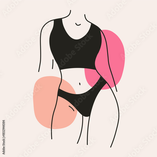 Woman's body outline in underwear representing health and wellness