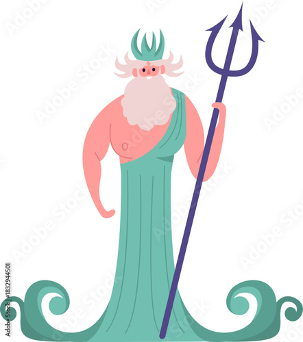Poseidon god of the ocean holding trident