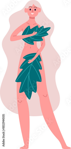 Eve covering body with leaves after sinning