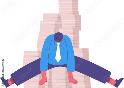 Employee feeling burnout from overwhelming paperwork workload