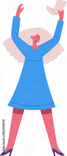 Woman celebrating success holding important document