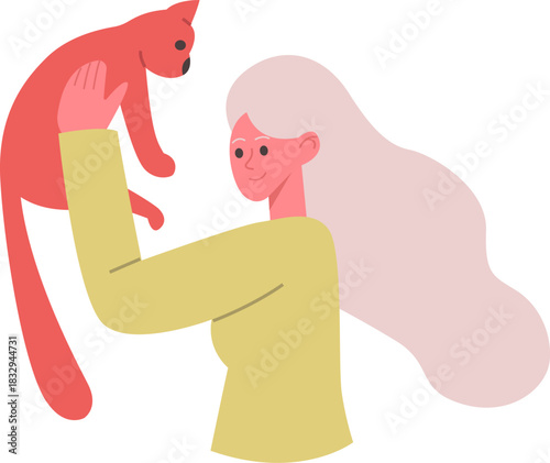 Woman holding cat illustrating human animal bond