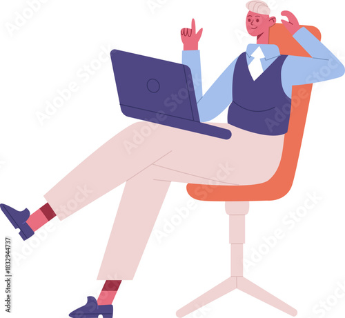 Creative man working on laptop having new idea