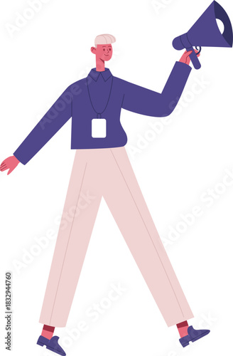 Person holding megaphone making a public announcement