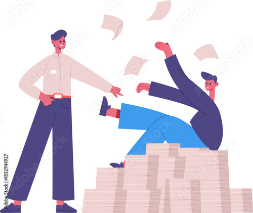 Manager overloading employee with paperwork, creating stress