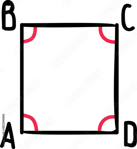 Drawing a square with right angles and vertices A, B, C, D