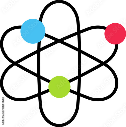 Atom symbol illustrating science, physics, and chemistry concepts