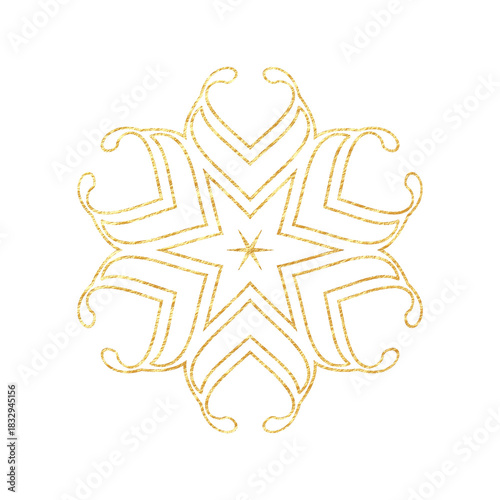 Intricate golden design on a bright isolated background
