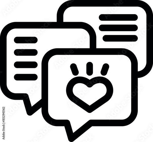Expressing love and appreciation online, using hearts and like symbols in chat bubbles
