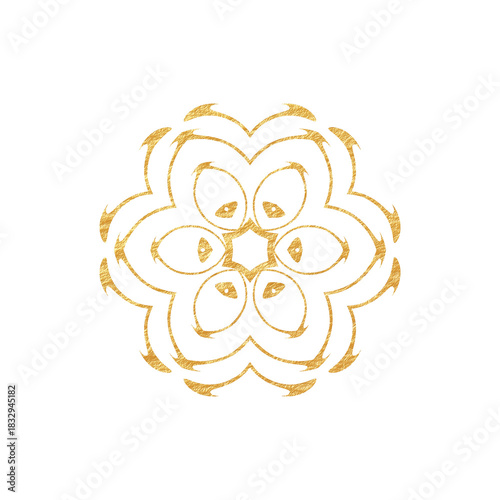 Golden floral design on a bright isolated background