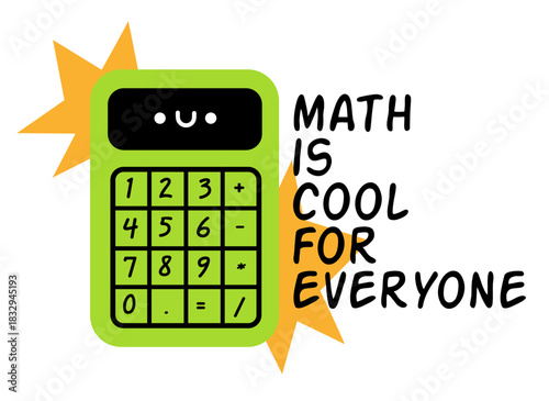 Calculator character promoting math learning for everyone