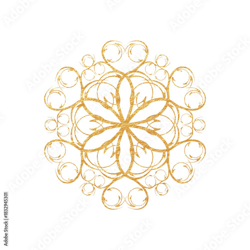 Gold circular design on intricate background