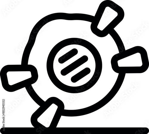 Cartoon space probe landing on a new planet during an exploring mission