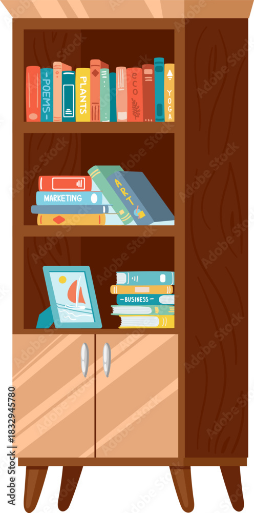 custom made wallpaper toronto digitalWooden bookcase holding diverse books on knowledge and learning