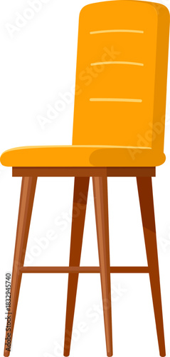 Yellow bar stool standing on wooden legs