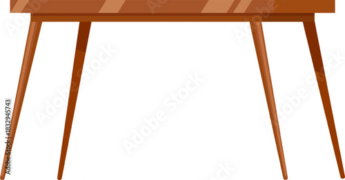 Wooden dining table furniture isolated on white background