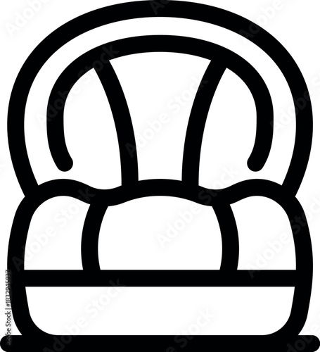 Soft rounded armchair with a high back and comfortable seat inviting to sit and relax