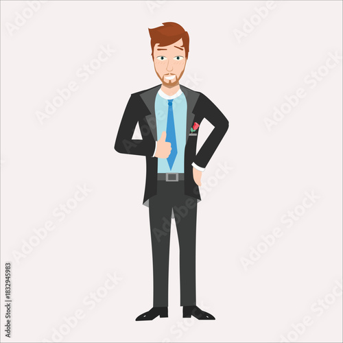 Happy businessman giving a thumbs up sign of approval and success