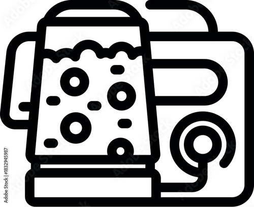 Beer glass is connected to a radio, symbolizing a relaxing evening enjoying music and drinks