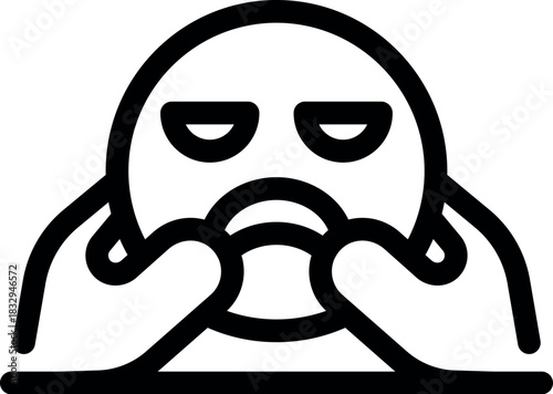 Frustrated emoji covering its mouth with hands, expressing disappointment and sadness