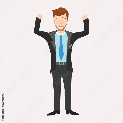 Stressed businessman holding his head in pain or panic. Concept of failure, migraine, or crisis