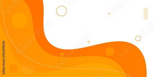 Orange geometric business banner design. Creative banner design with wave shapes and lines for template. Simple design on white horizontal banner. Eps10 vector