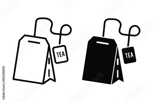 Tea bag Icon set in black color. Tea bag icon for mobile concept and web design.